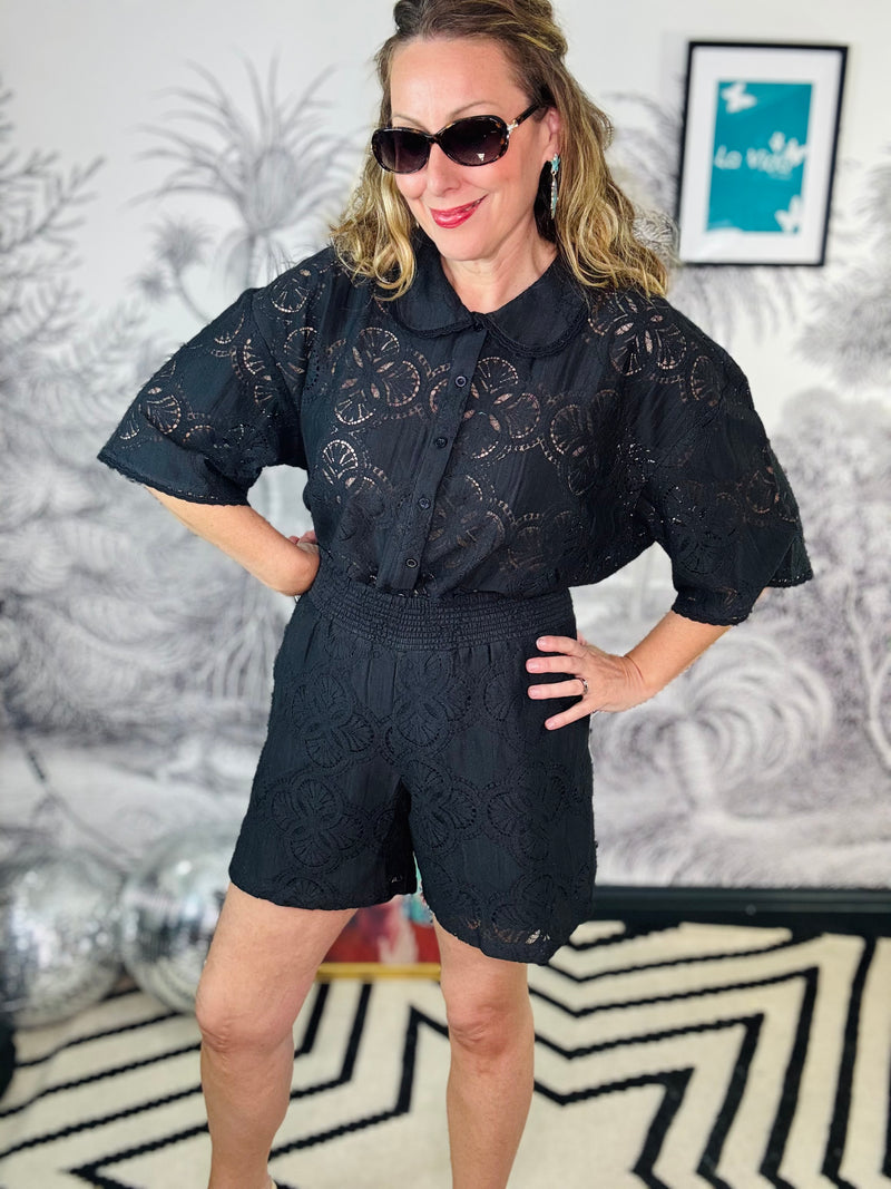 Milos Lace Shorts in Black