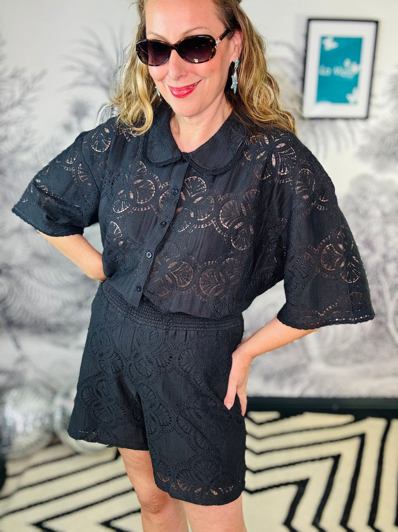 Milos Lace Blouse in Black
