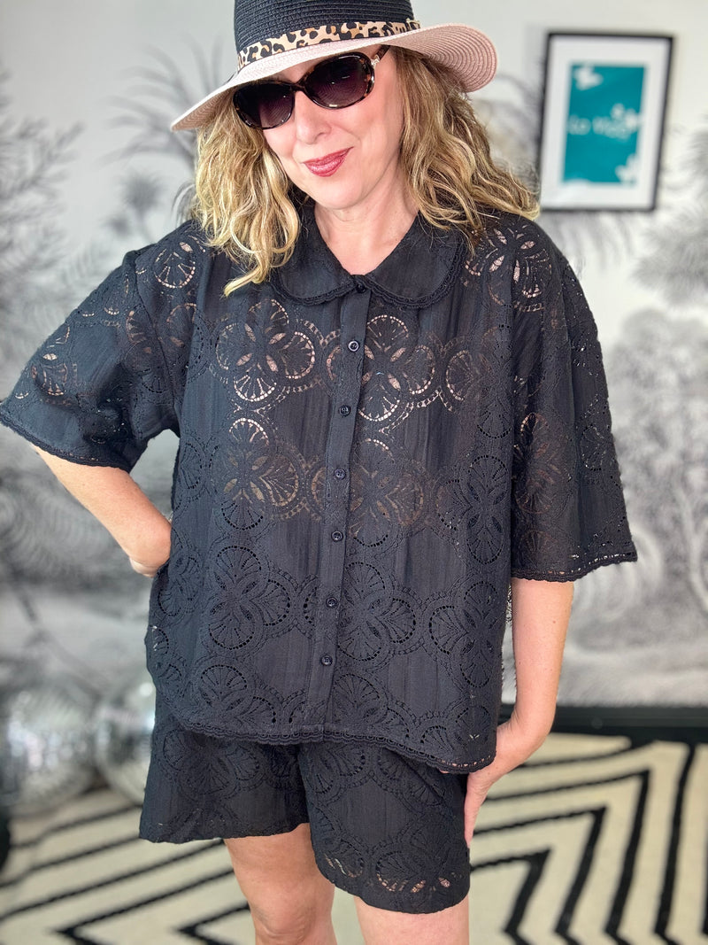 Milos Lace Blouse in Black
