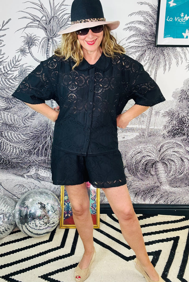 Milos Lace Blouse in Black