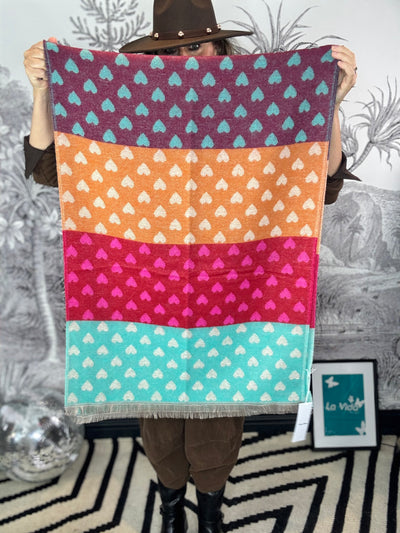 Stripe & Hearts Winter Scarf