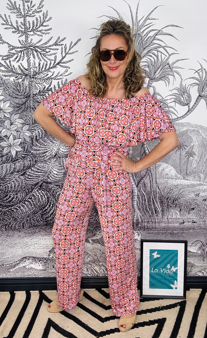 Misty Jumpsuit Riad Coral Print
