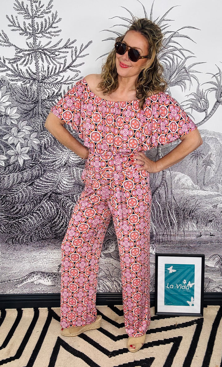 Misty Jumpsuit Riad Coral Print