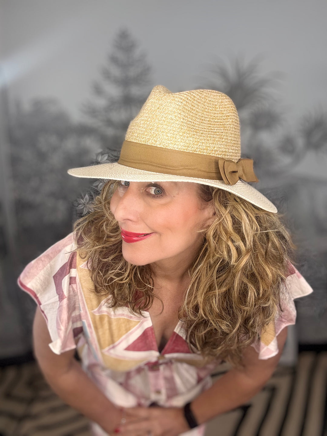 Two Tone Panama Foldable Hat in Natural &amp; Butter Yellow (57cm)