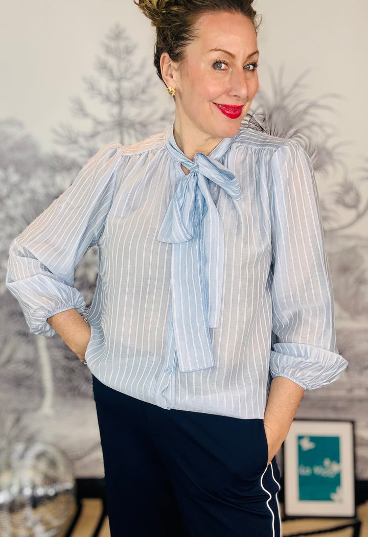 Penelope Soft Pussy Bow Light Stripe