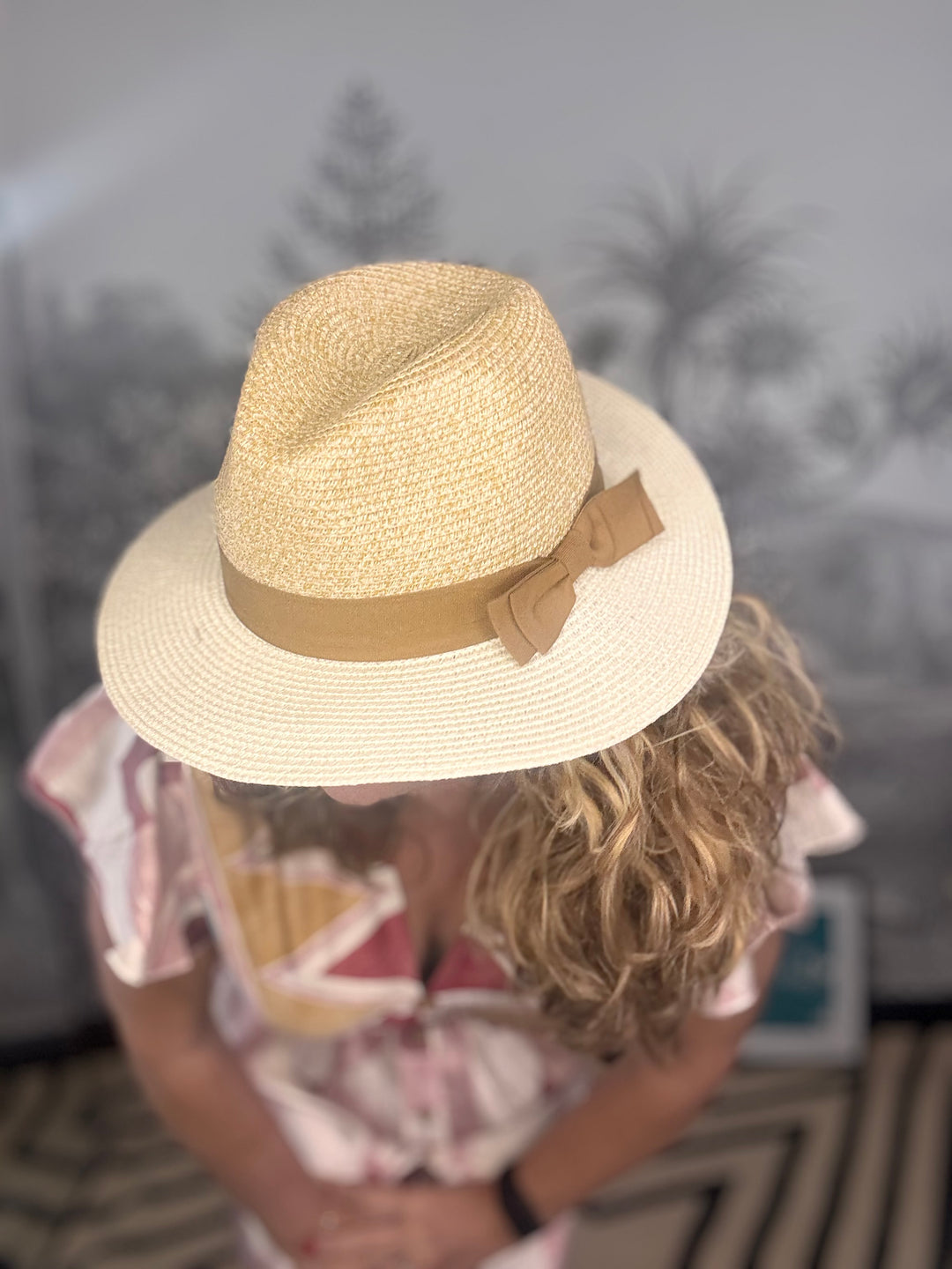 Two Tone Panama Foldable Hat in Natural &amp; Butter Yellow (57cm)