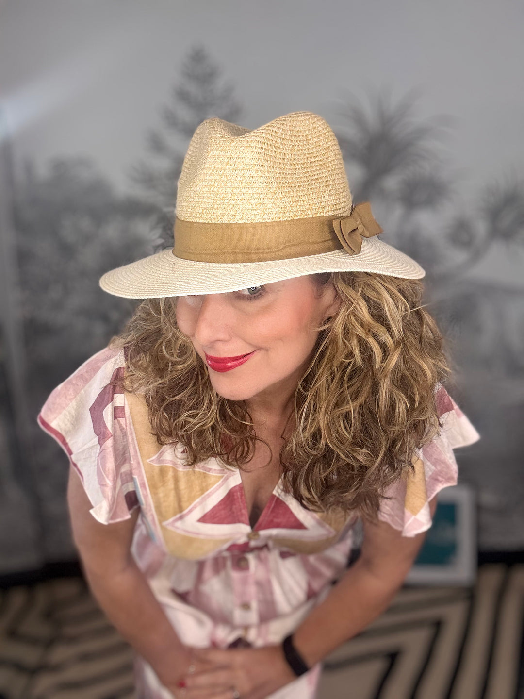 Two Tone Panama Foldable Hat in Natural &amp; Butter Yellow (57cm)