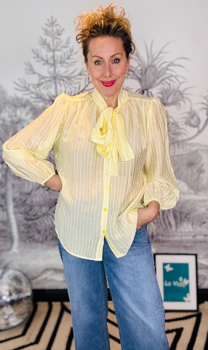 Penelope Soft Pussy Bow Light Stripe