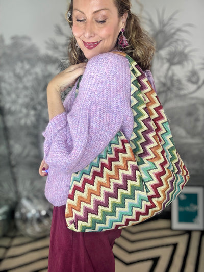 Caliri Zig-Zag Tapestry Boho Bag
