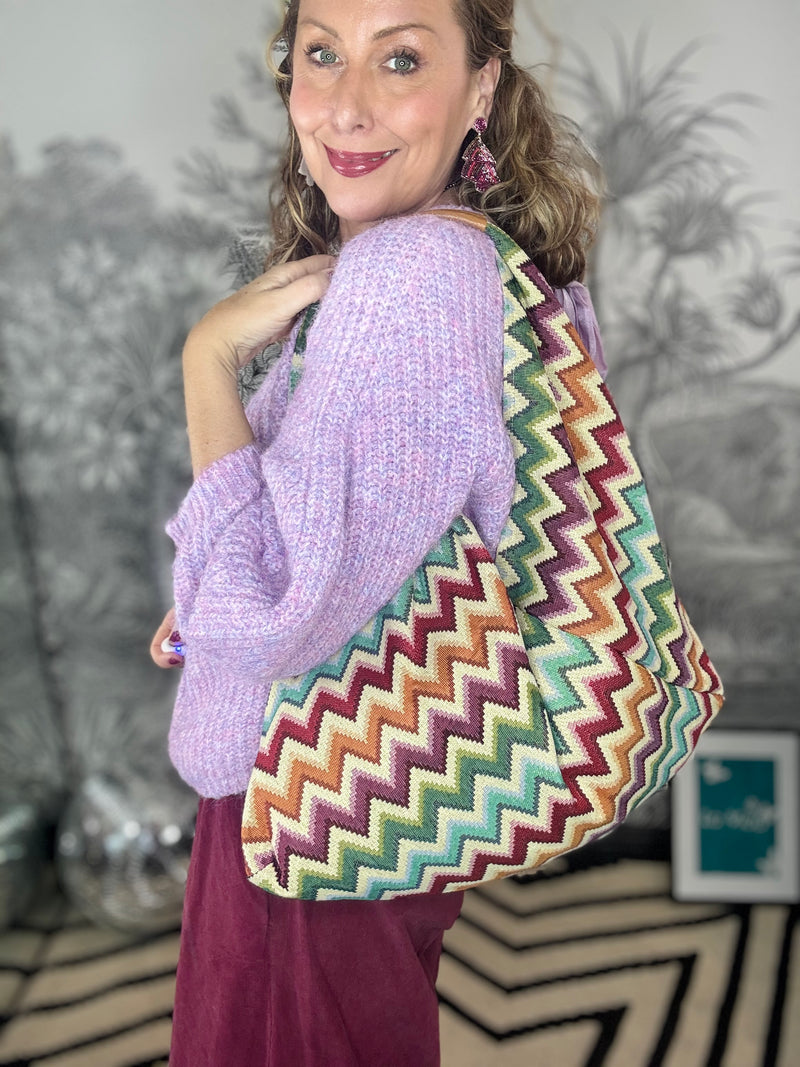 Caliri Zig-Zag Tapestry Boho Bag