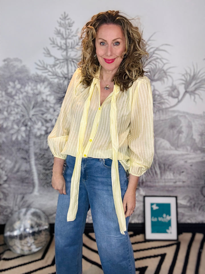 Penelope Soft Pussy Bow Light Stripe