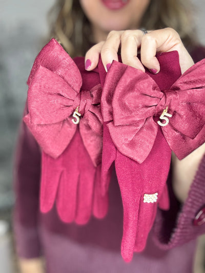 Statement Bow Gloves with Crystal Ring