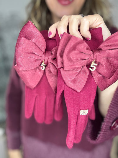Statement Bow Gloves with Crystal Ring
