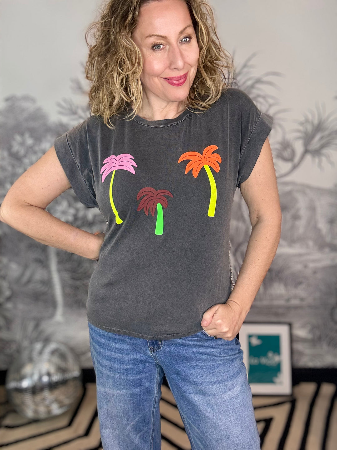 Palma T Shirt With Neon Palms