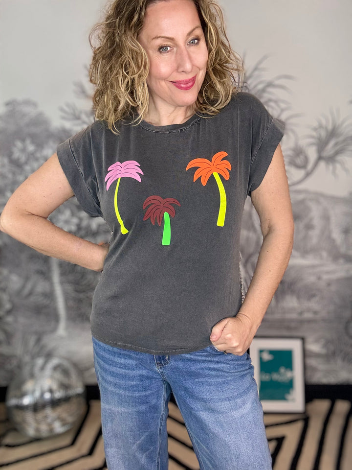 Palma T Shirt With Neon Palms