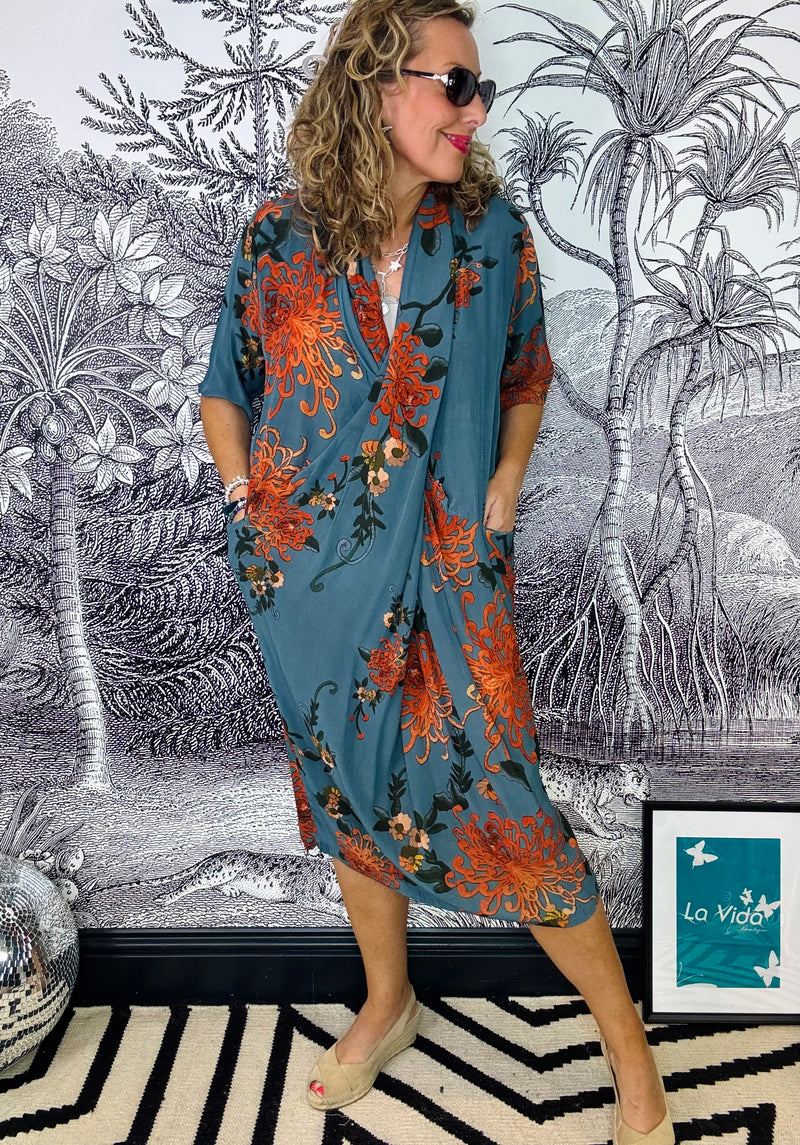 Chrysanthemum Grey Rachel Dress
