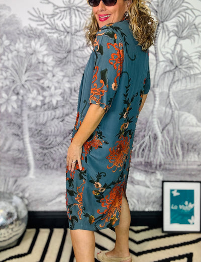 Chrysanthemum Grey Rachel Dress