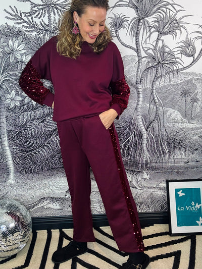 Vivi Velvet Sequin Sleeve Soft Touch Tracksuit