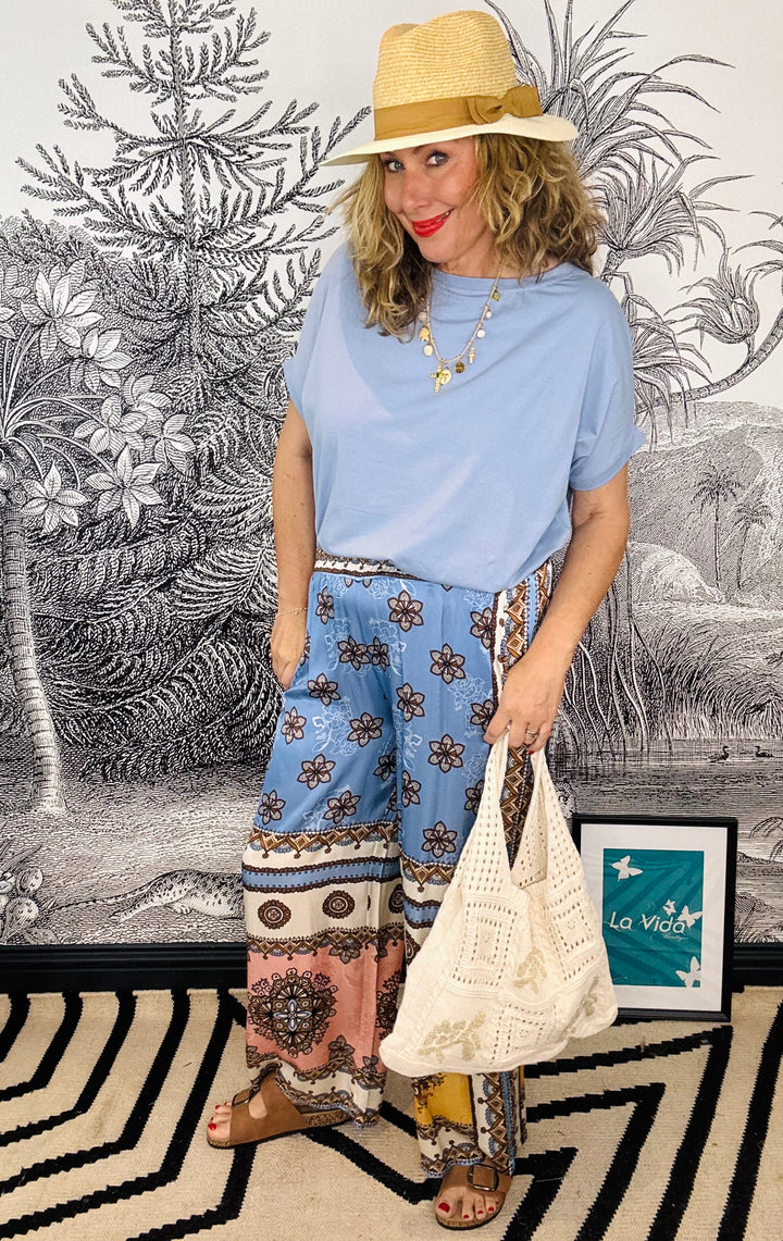 Morocco Blue silk trousers