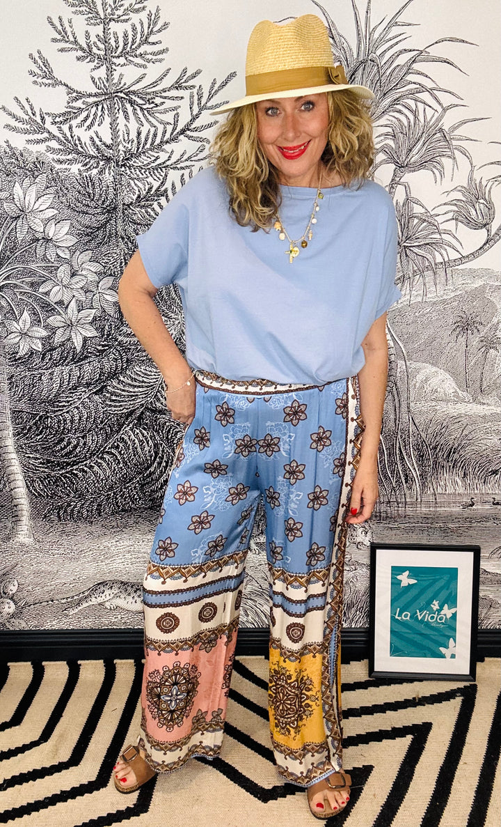 Morocco Blue silk trousers