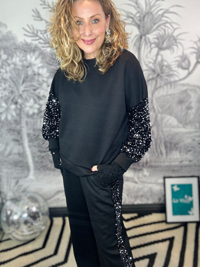 Vivi Velvet Sequin Sleeve Soft Touch Tracksuit