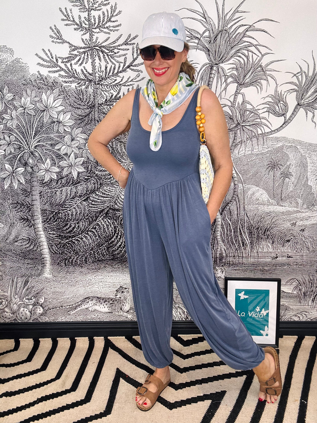 Rímini ribvest jersey perfect pull on harem jumpsuit