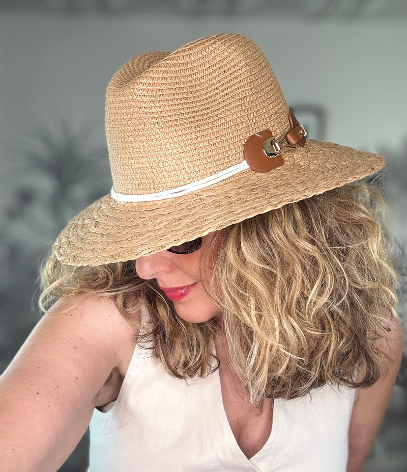 Plaited Brim Panama Foldable Hat (57cm) -Dark Natural
