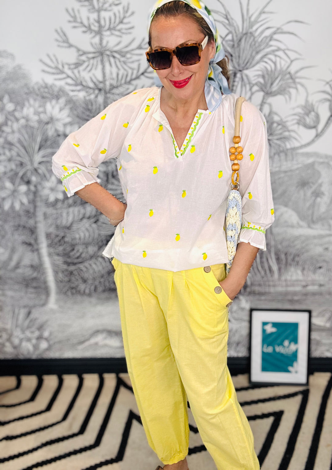 Florento Cotton Top Embroidered Lemons