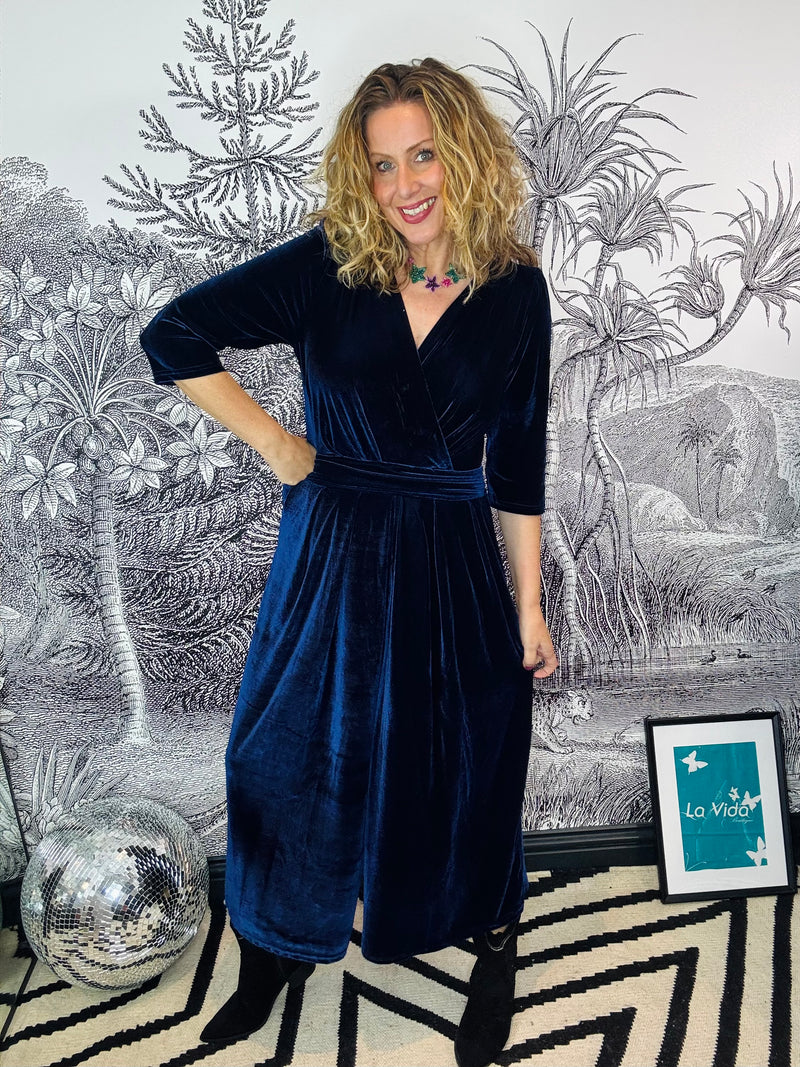 Sophia Velvet Cropped Wide Leg Jumpsuit