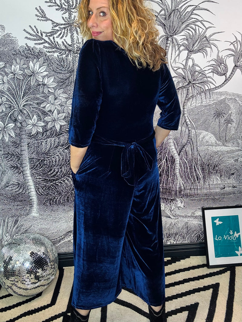 Sophia Velvet Cropped Wide Leg Jumpsuit