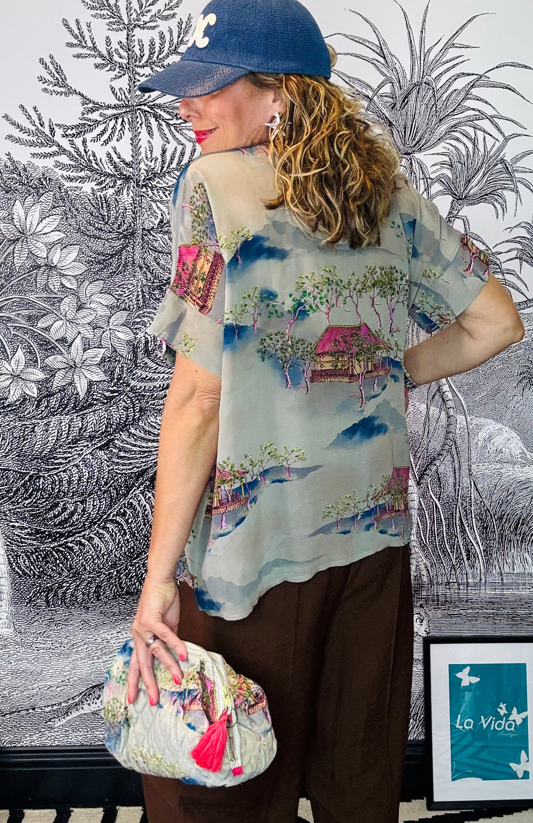 Oriental Landscape Grey Tea Blouse