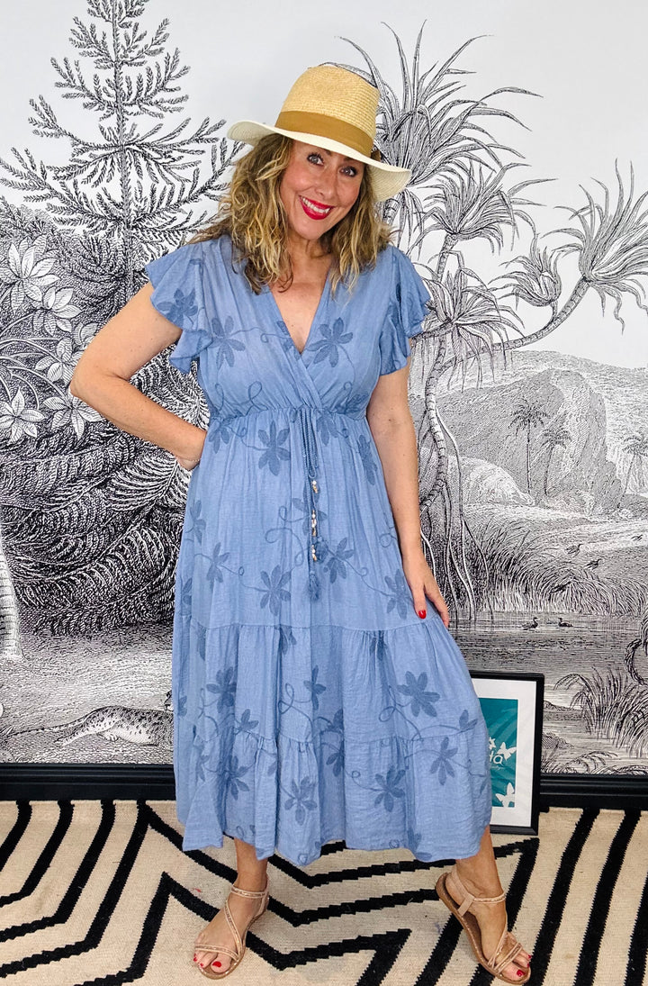 Mijas Flower Embroidered Dress