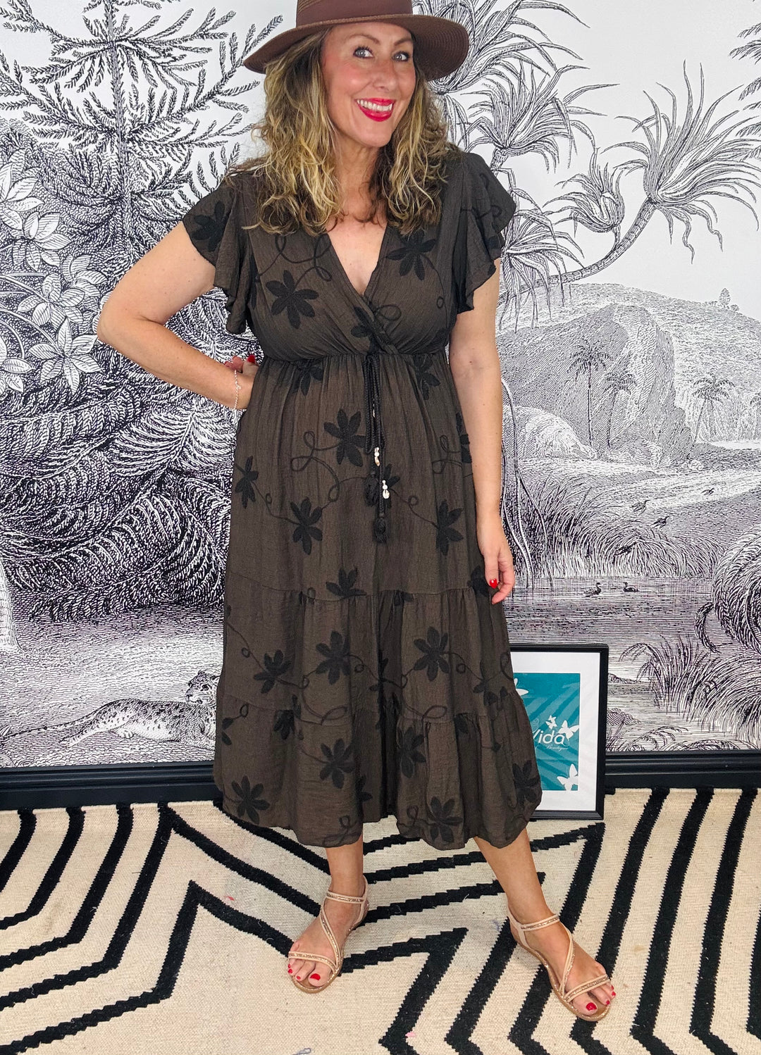 Mijas Flower Embroidered Dress