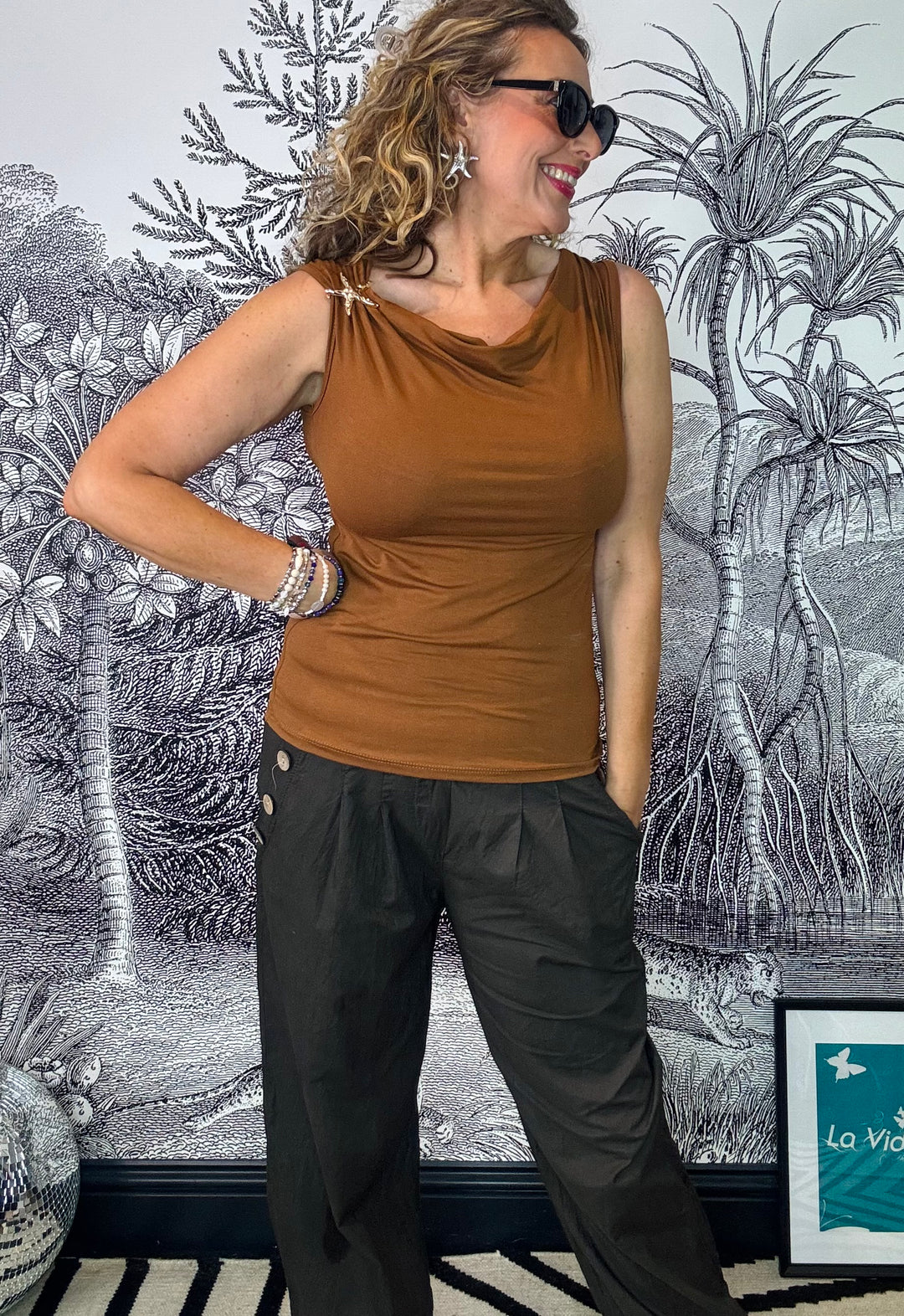 Orla Drape Vest Top with Star Detail