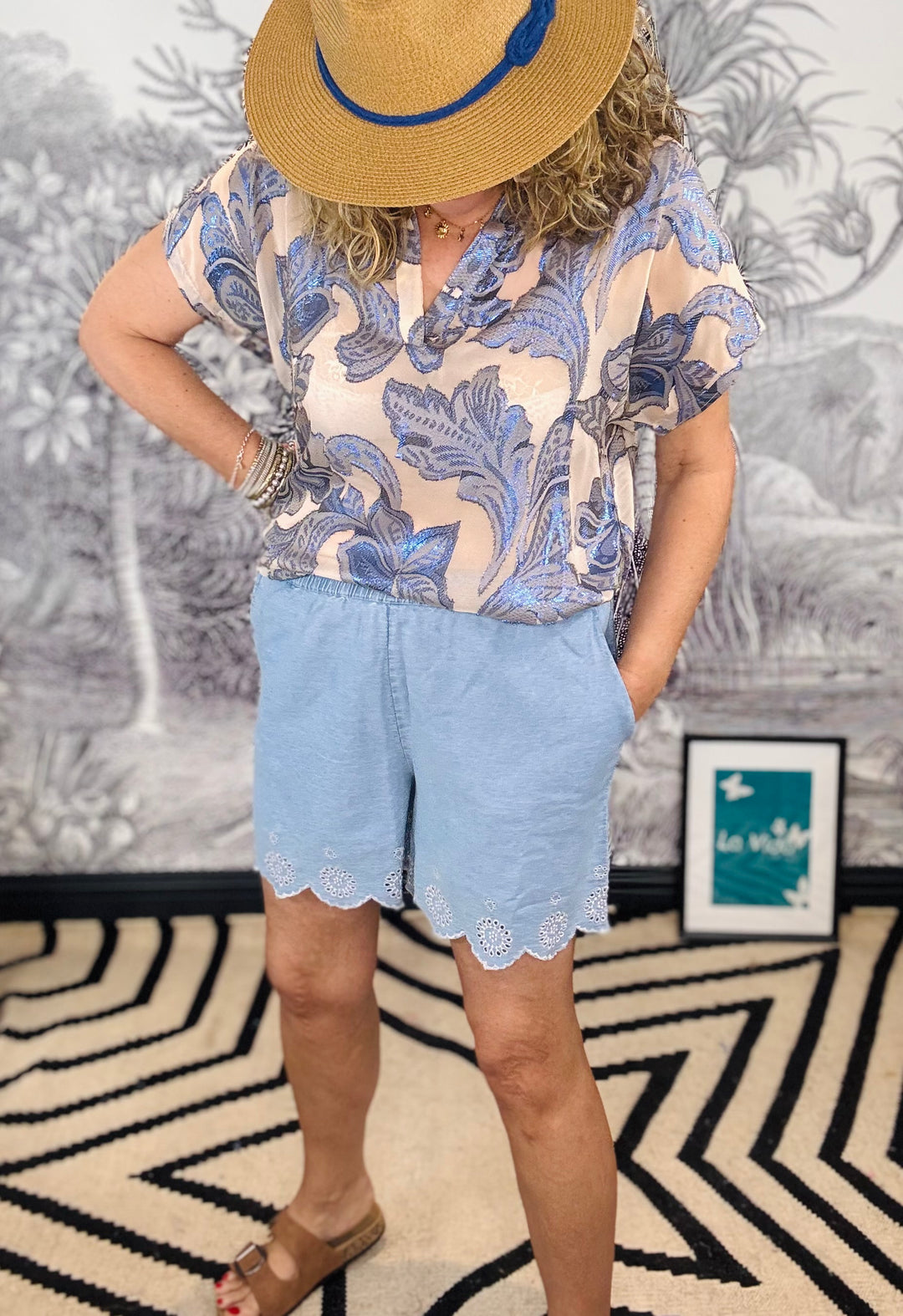 Minnie Soft Pull On Shorts in Denim Colour