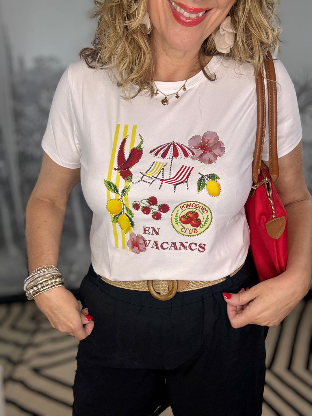 Stud En Vacancs Sequin Cotton T Shirt