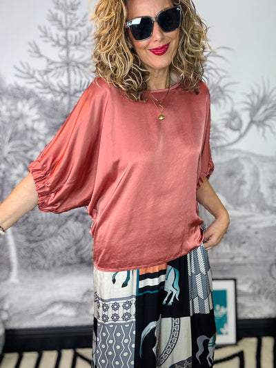 Leah Loose Fit Batwing Top with Elastic Cuff