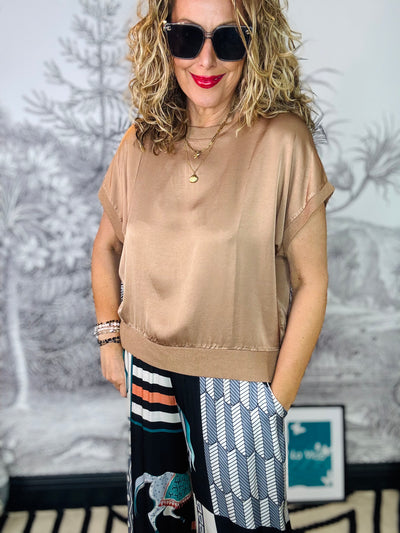 Yara Loose Fit Top with Ribbed Hem