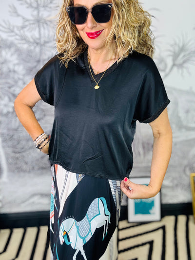 Jasmin V-Neck Satin Style T-Shirt