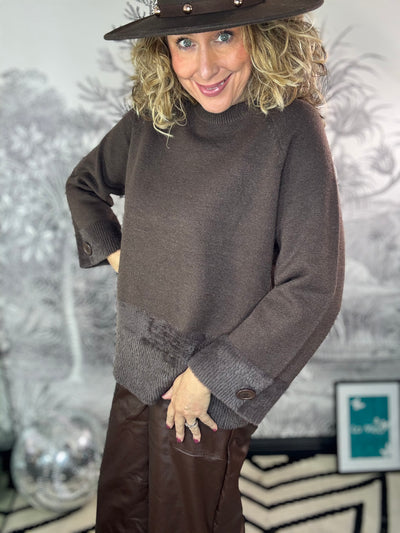 Heidi Knit Jumper with Super Soft Faux Fur Trim