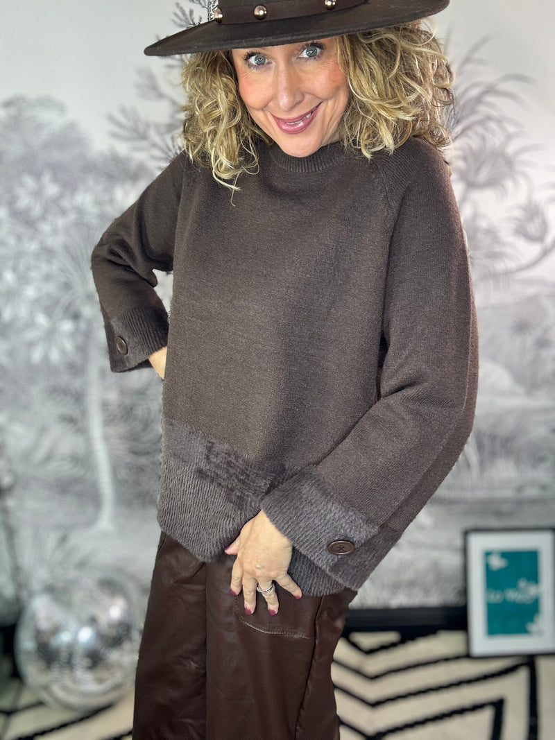 Heidi Knit Jumper with Super Soft Faux Fur Trim