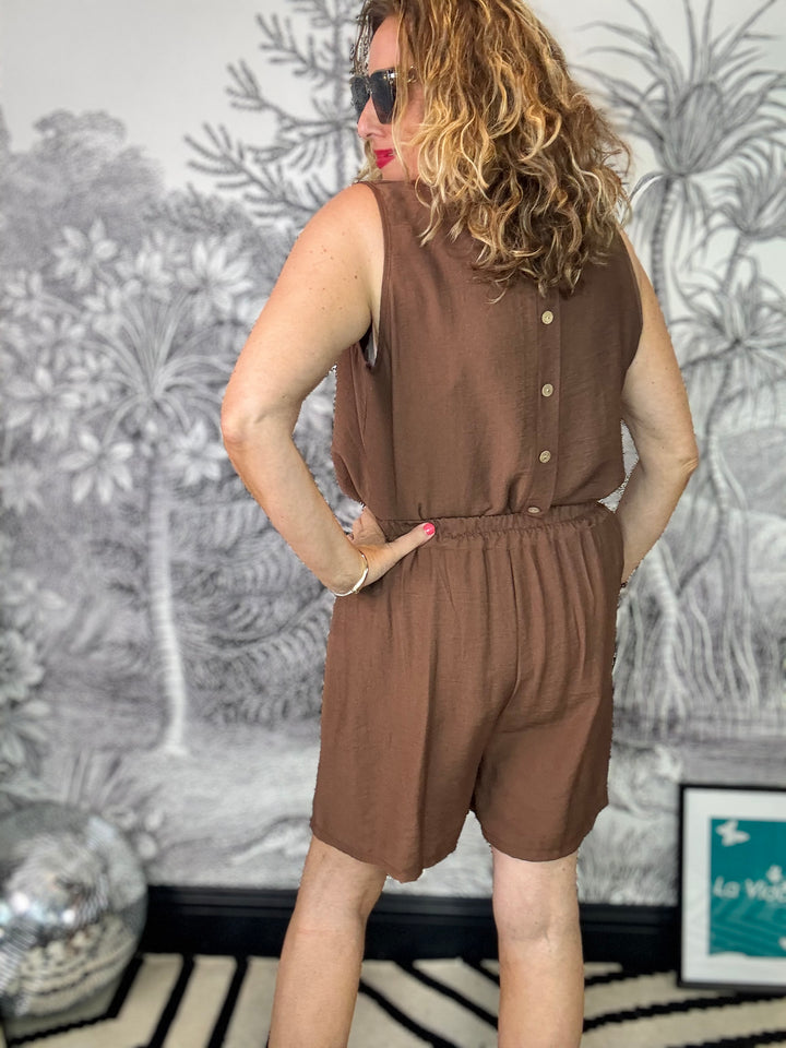 Delvy Button Back Top &amp; Shorts Set