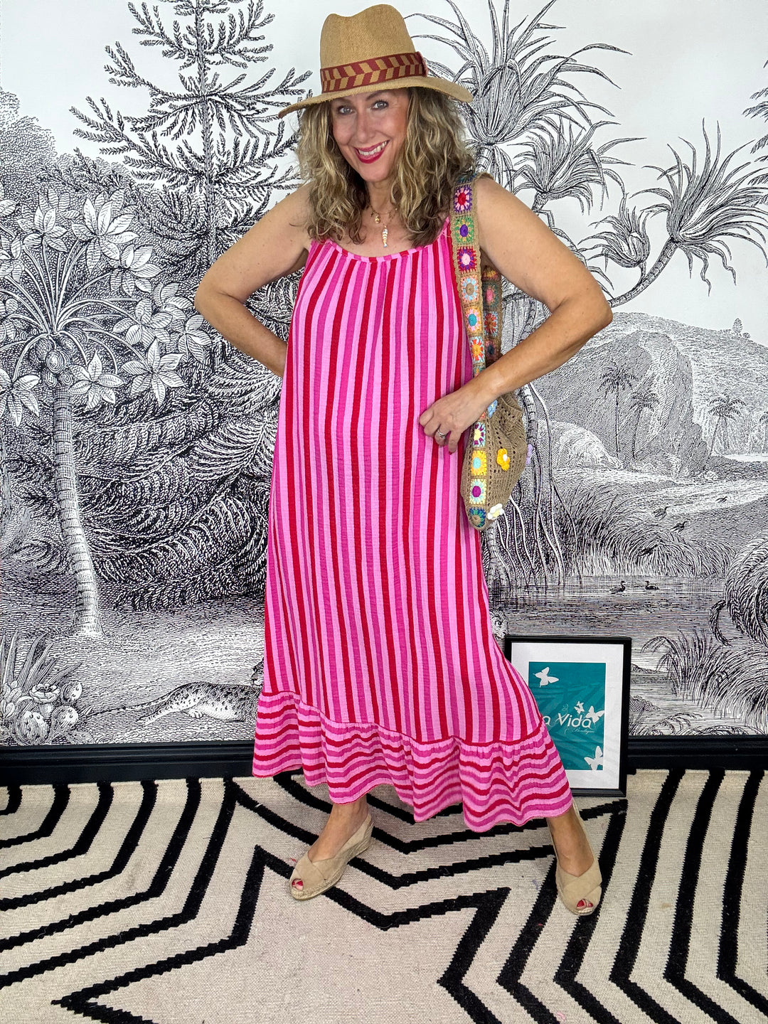 Salou Stripe Cheesecloth Maxi Dress