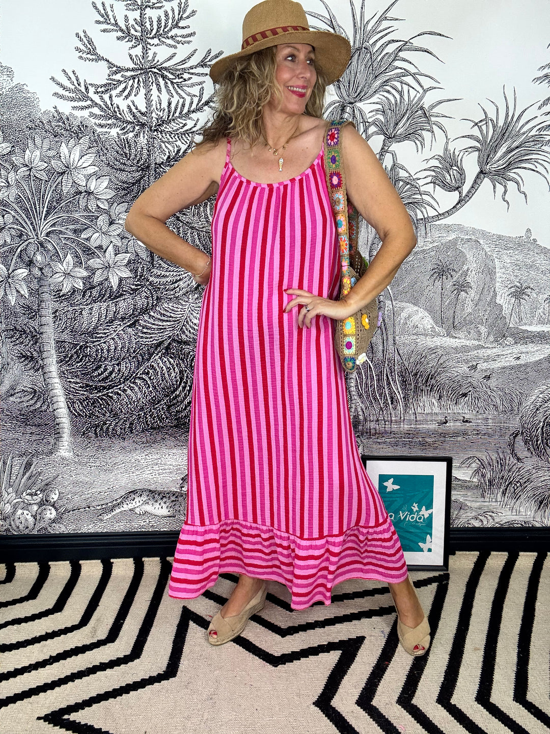 Salou Stripe Cheesecloth Maxi Dress