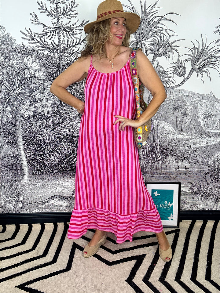 Salou Stripe Cheesecloth Maxi Dress