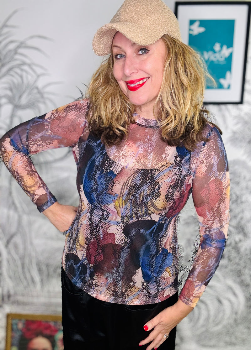 Florence Mesh Top in Multi Snake