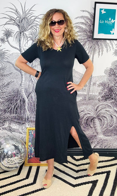 Elenor V-Neck Maxi T-Shirt Dress