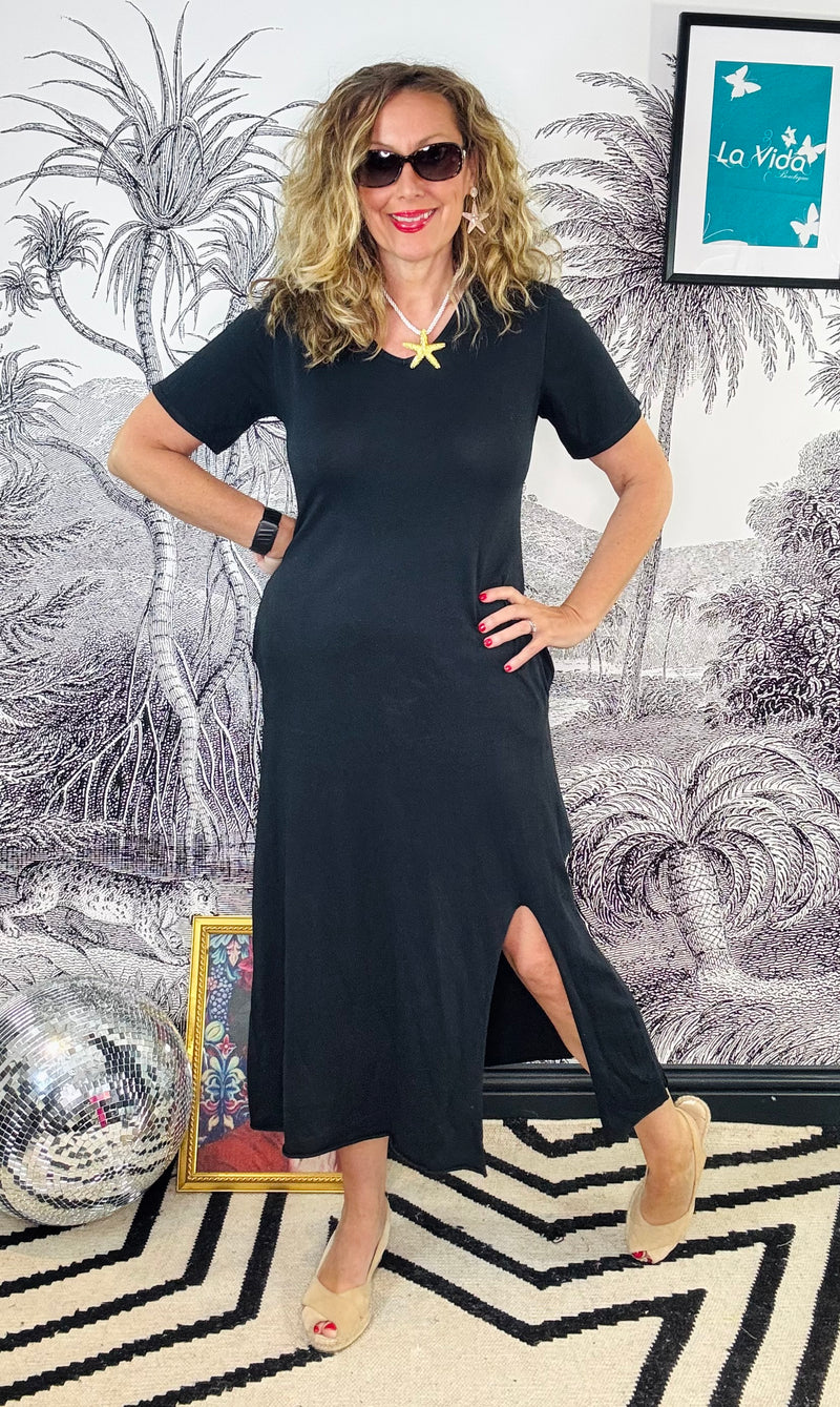 Elenor V-Neck Maxi T-Shirt Dress