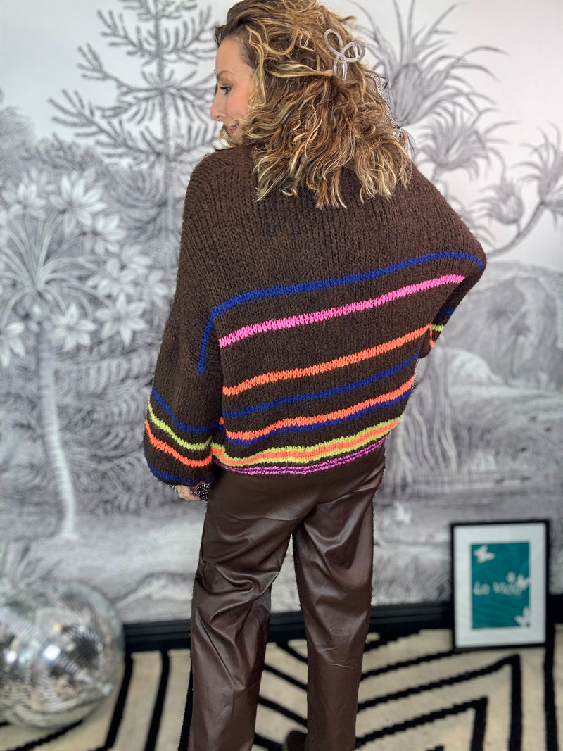 Jaye Neon Stripe Knitted Cardigan