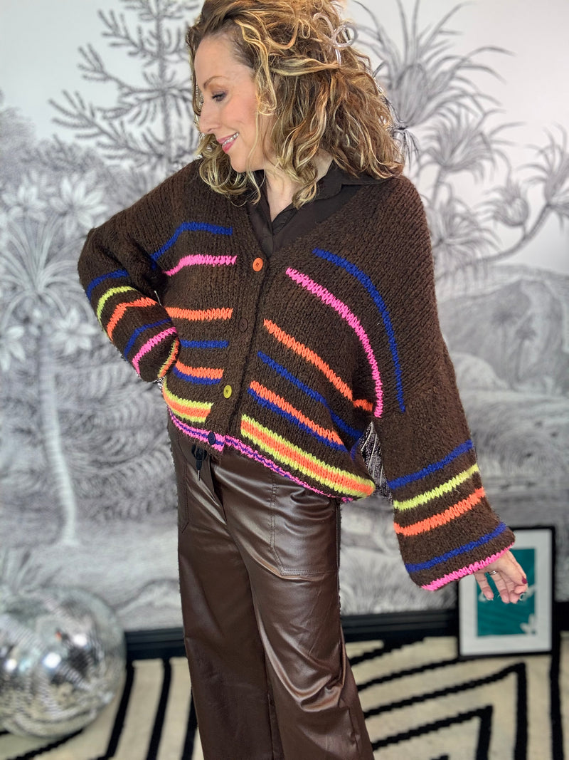 Jaye Neon Stripe Knitted Cardigan